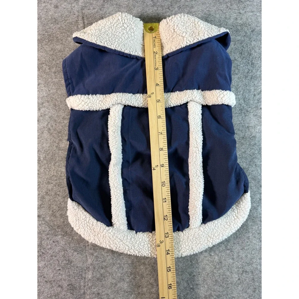 Double Nice‎ Co Navy Blue Sherpa Fleece Lined Dog Vest Jacket Adjustable No Size